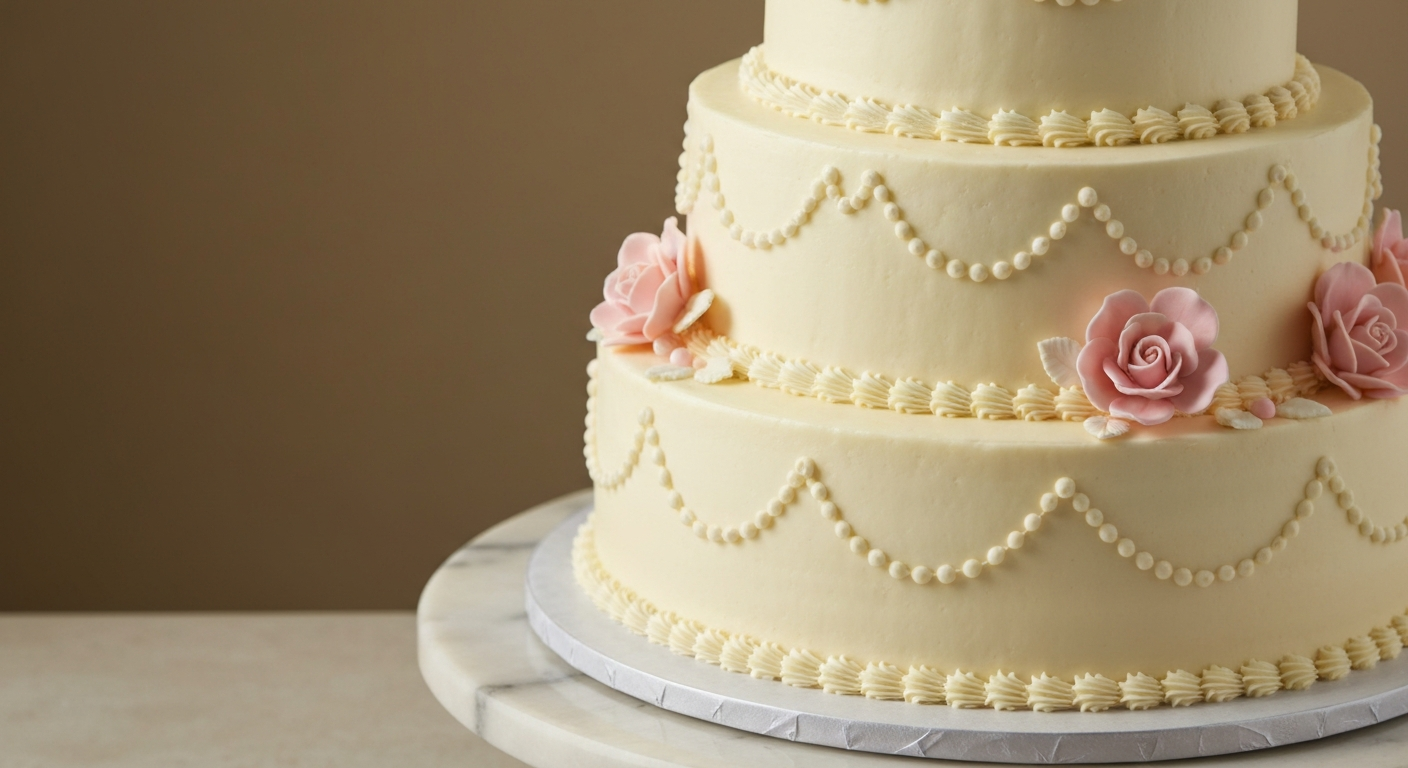 Custom three-tier wedding cake by Nassu Licious